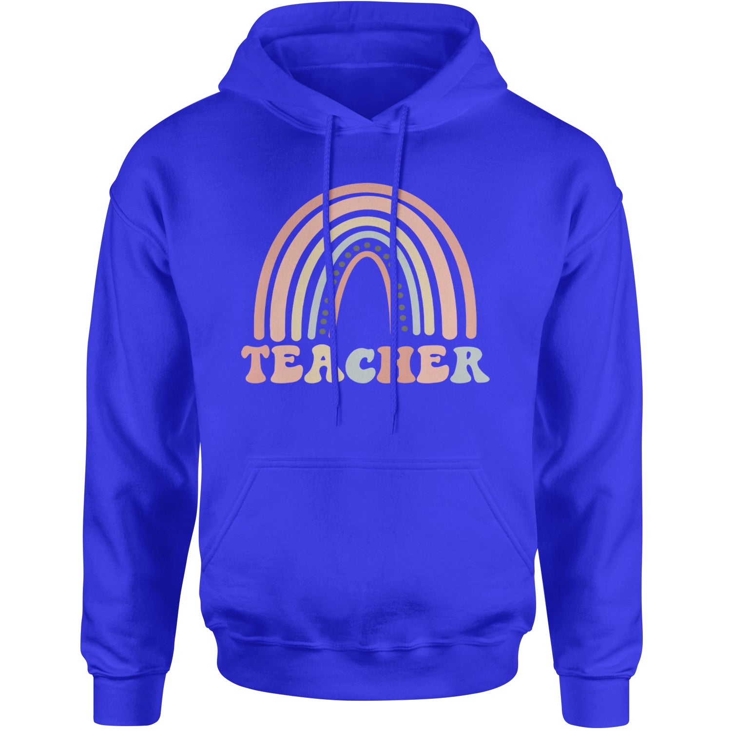 Teacher Pastel Rainbow Adult Hoodie Sweatshirt Royal Blue