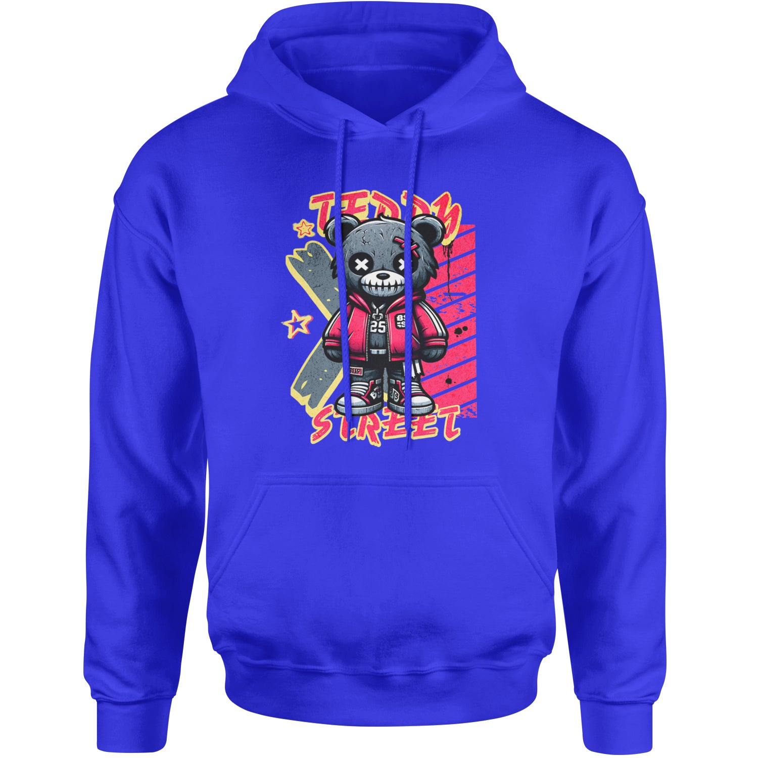 Teddy Attitude Urban Graffiti Bear Adult Hoodie Sweatshirt Royal Blue