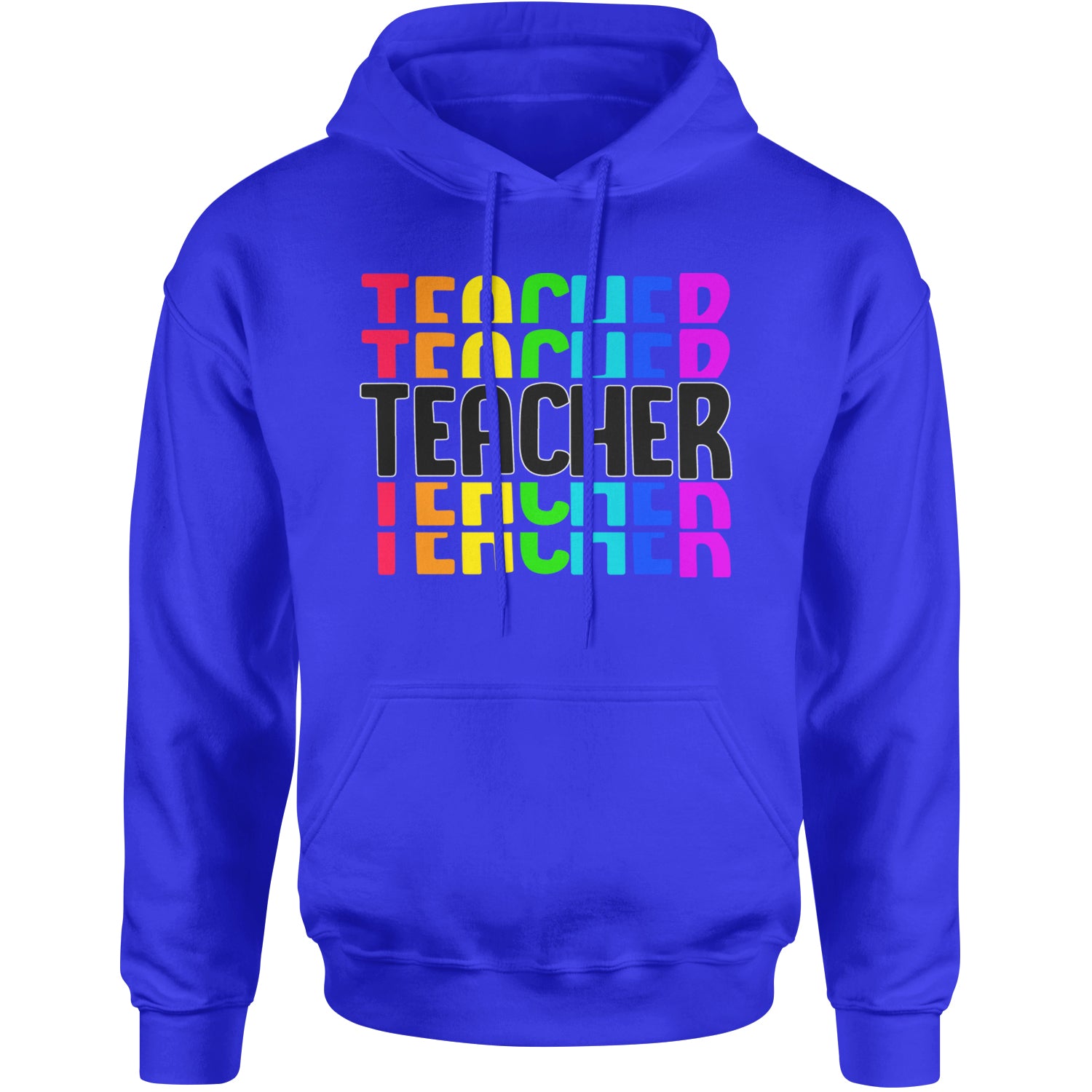 Teacher Repeated Rainbow Pattern Adult Hoodie Sweatshirt Royal Blue