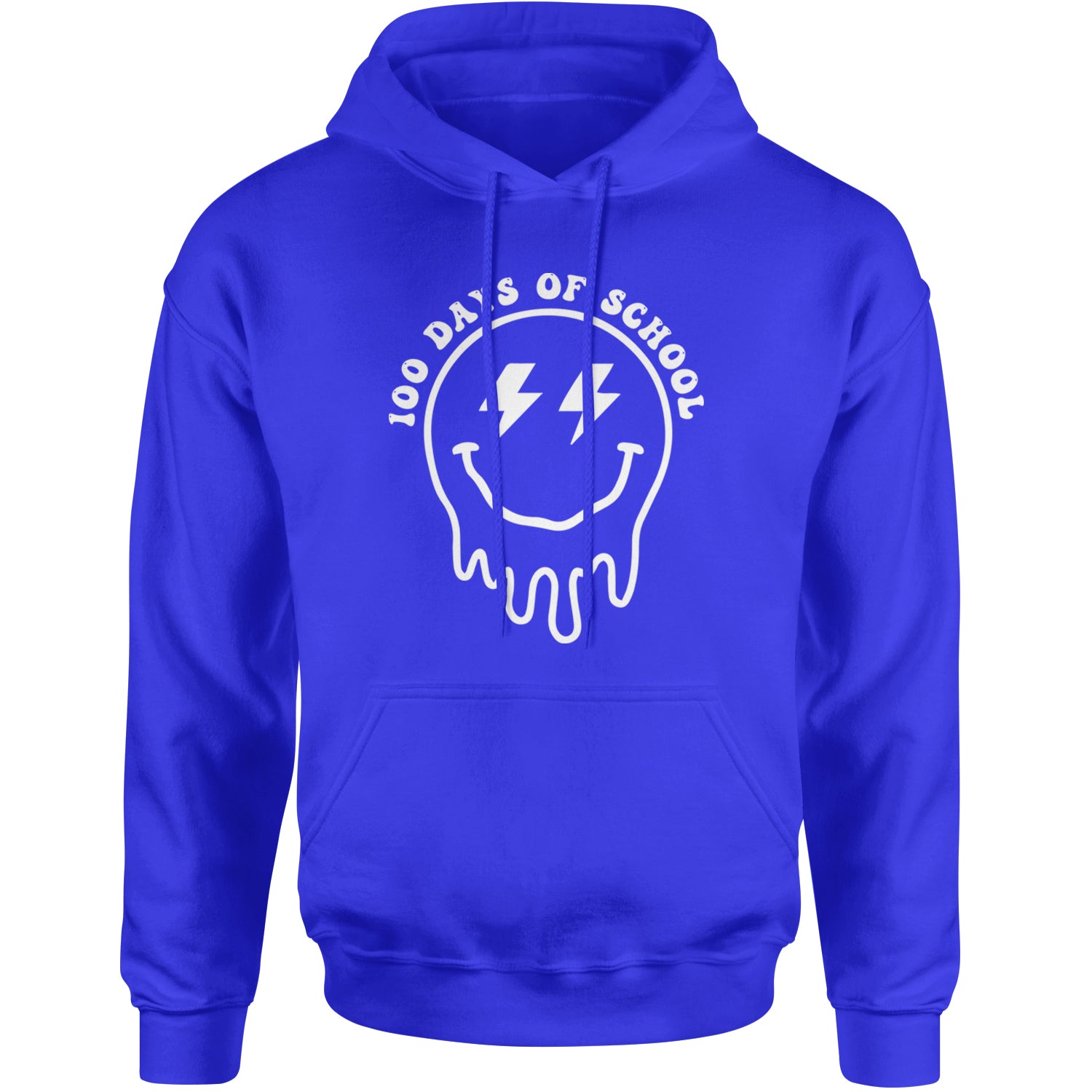 Melting Smile Face 100 Days Of School Adult Hoodie Sweatshirt Royal Blue