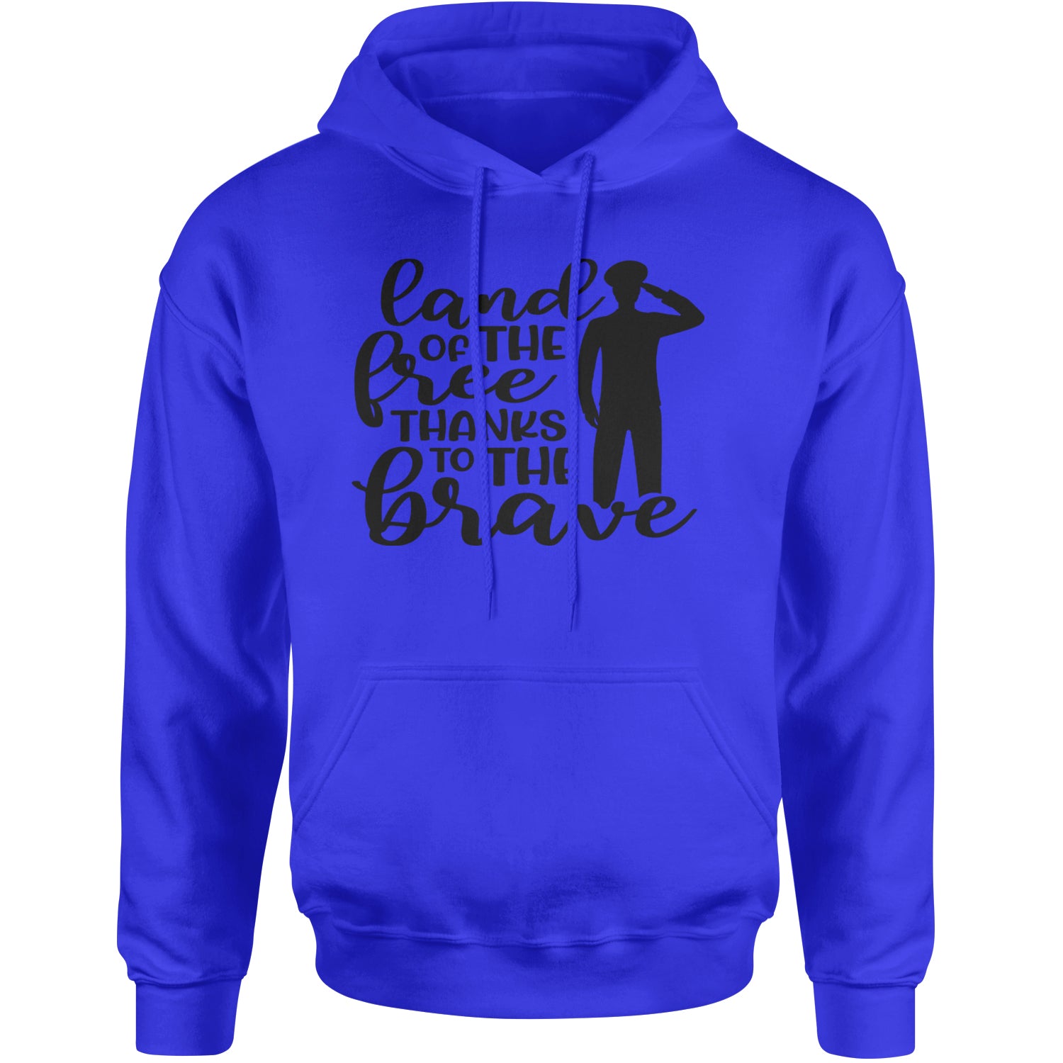 Land Of The Free Thanks To The Brave Veterans Adult Hoodie Sweatshirt Royal Blue