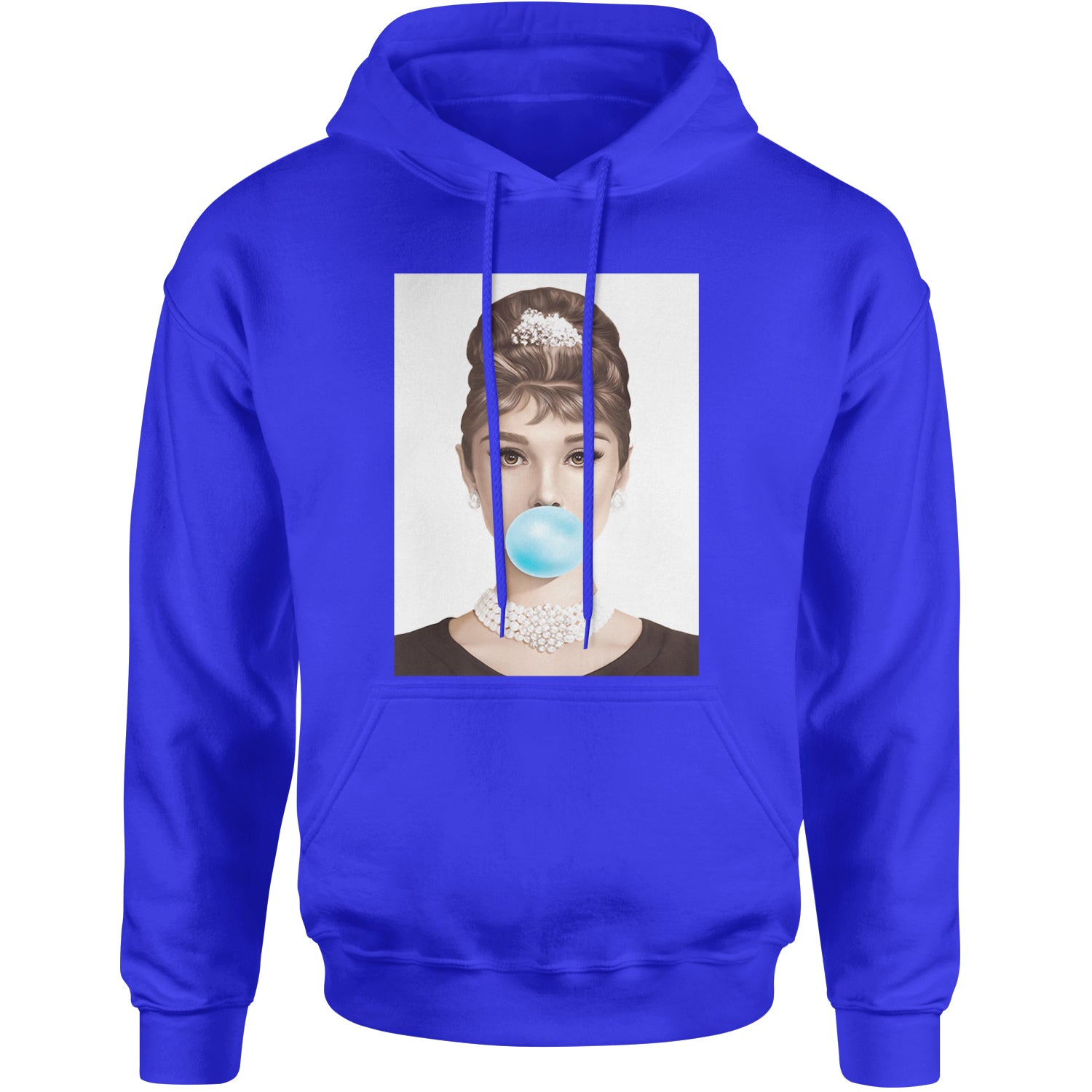 Audrey Hepburn Chewing Bubble Gum American Icon Adult Hoodie Sweatshirt Royal Blue