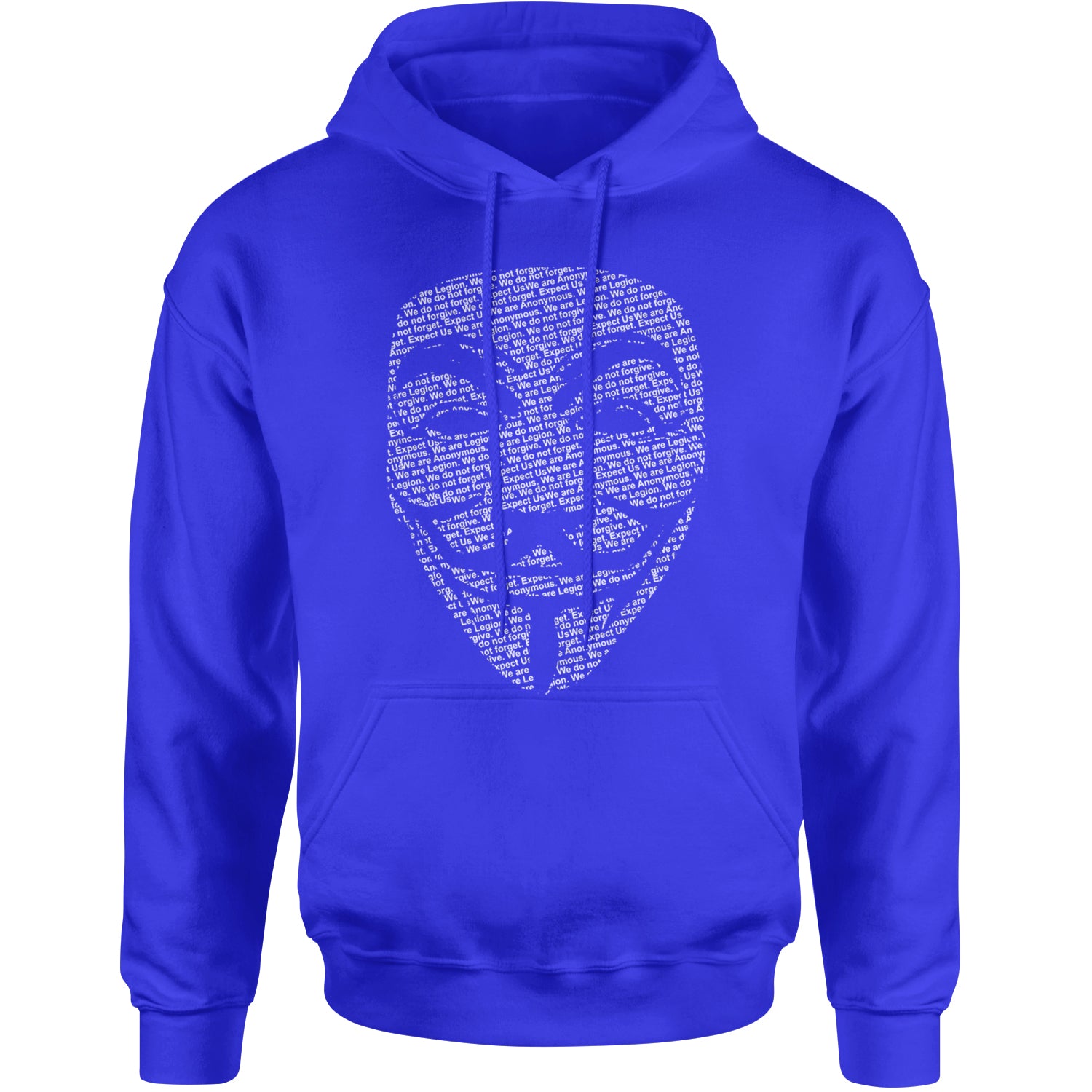 V For Vendetta Anonymous Mask Adult Hoodie Sweatshirt Royal Blue