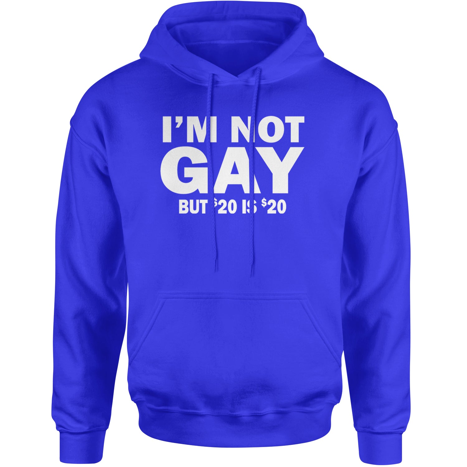 I'm Not Gay, But $20 Bucks is $20 Bucks Adult Hoodie Sweatshirt Royal Blue