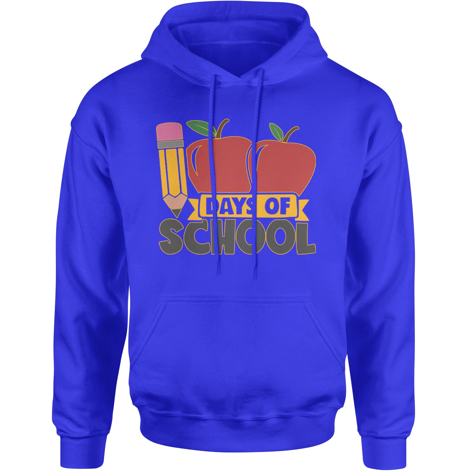 100 Days Of School Apple Pencil Adult Hoodie Sweatshirt Royal Blue