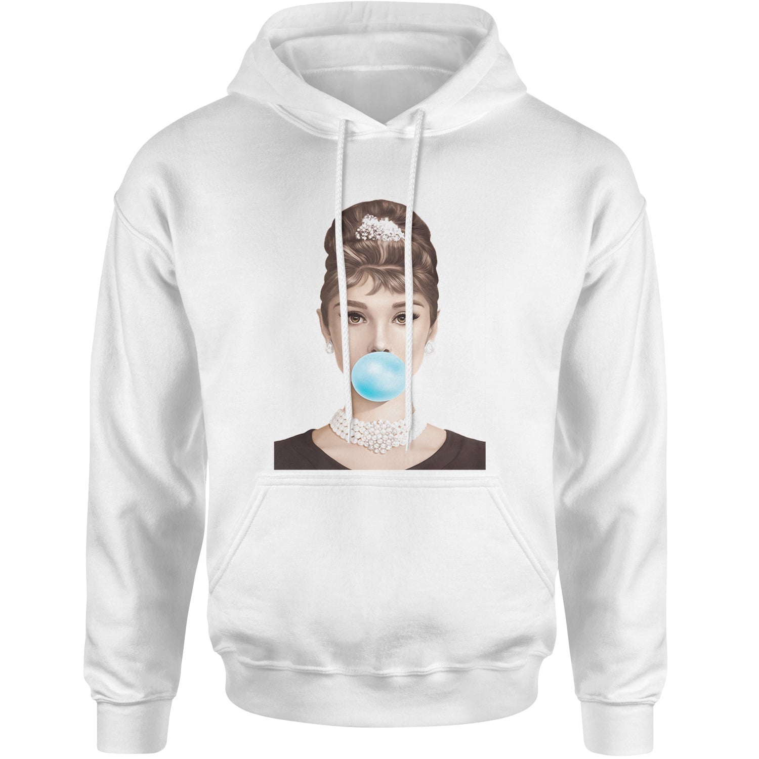 Audrey Hepburn Chewing Bubble Gum American Icon Adult Hoodie Sweatshirt White