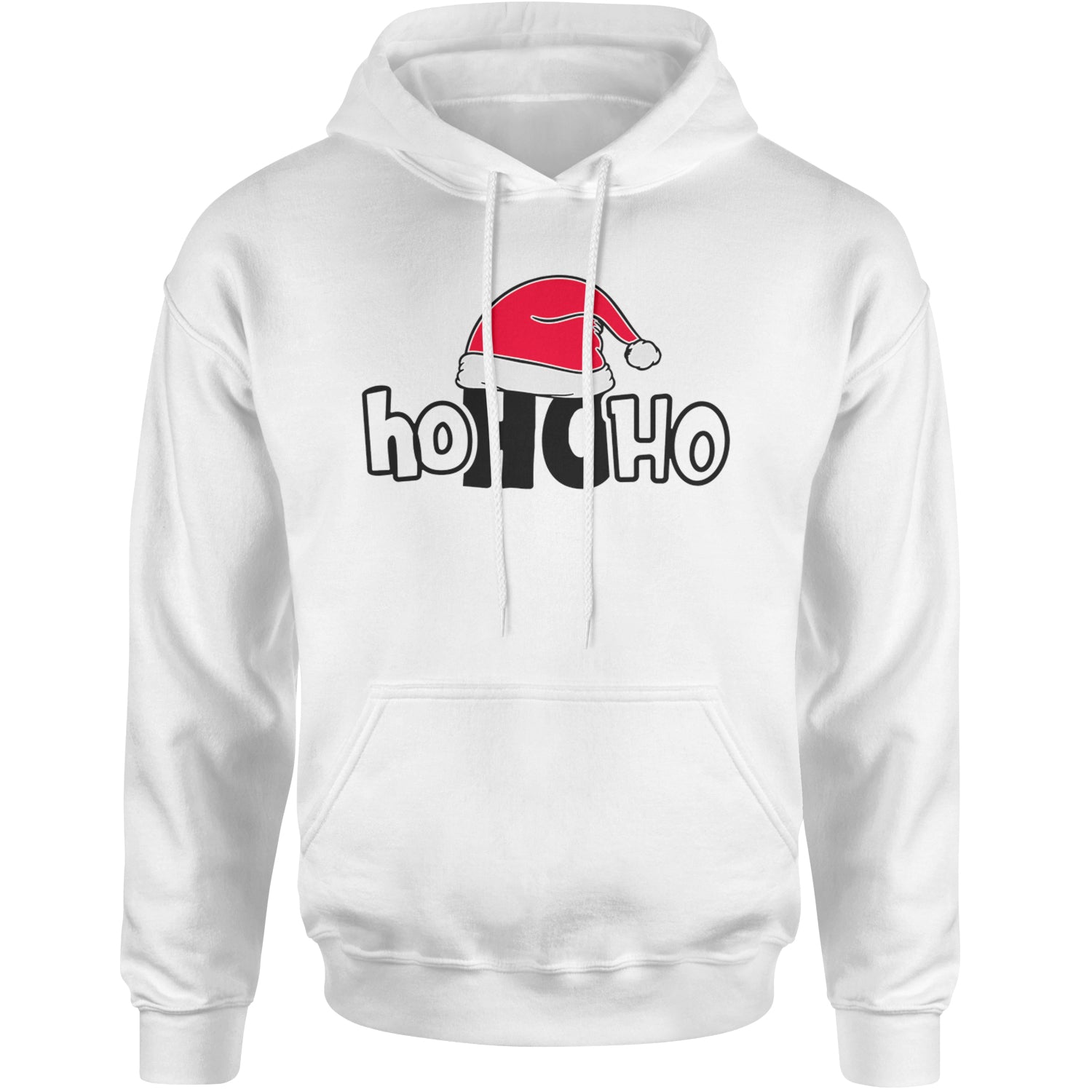 Ho Ho Ho Santa Christmas Hat Adult Hoodie Sweatshirt White