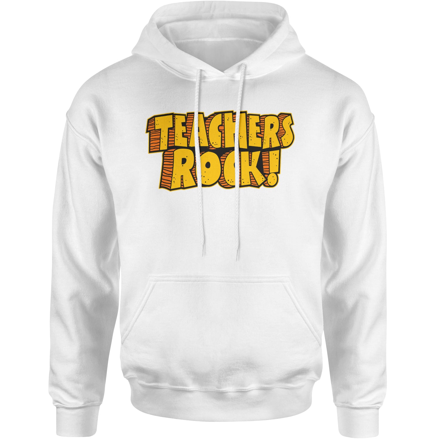 Teachers Rock Retro Adult Hoodie Sweatshirt White