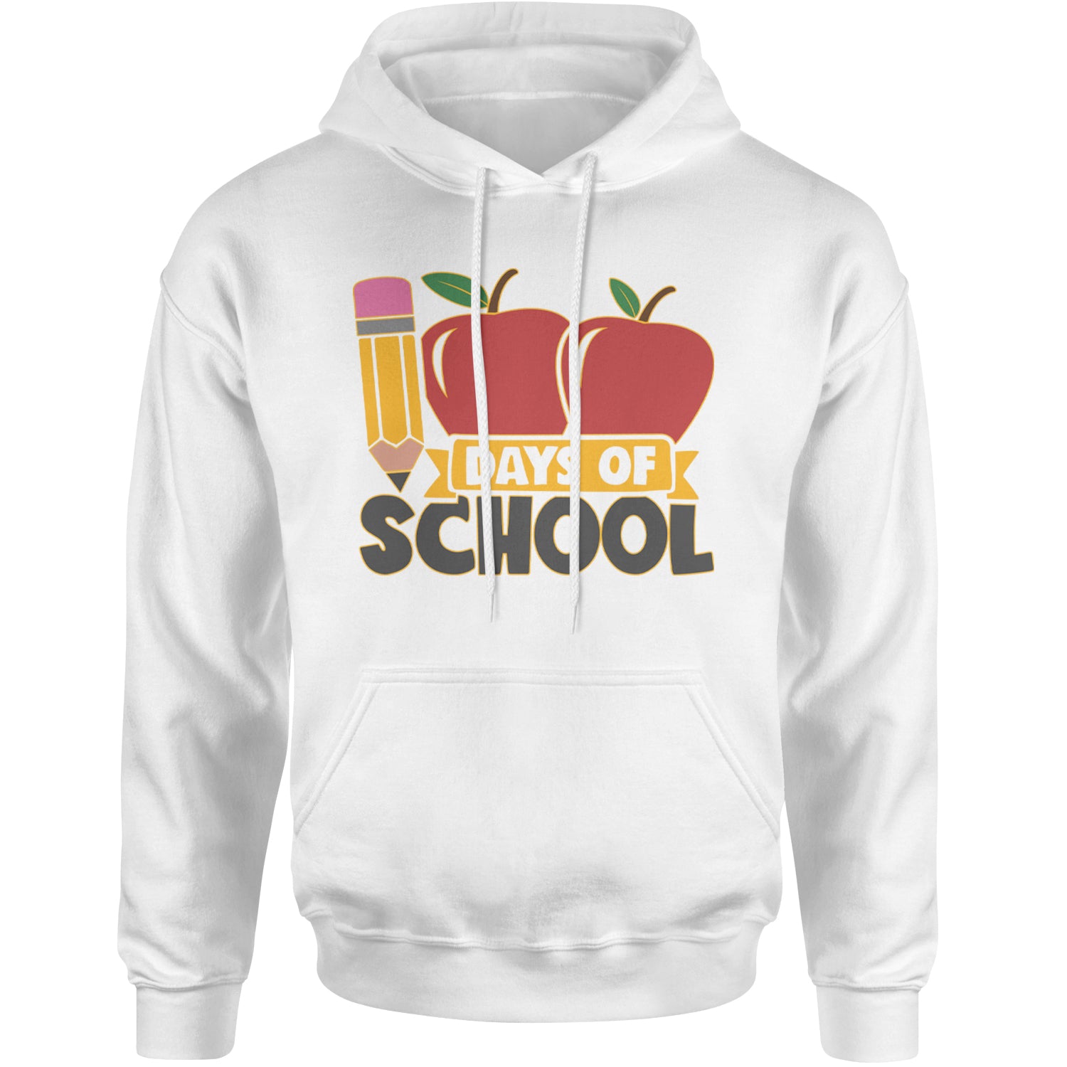 100 Days Of School Apple Pencil Adult Hoodie Sweatshirt White