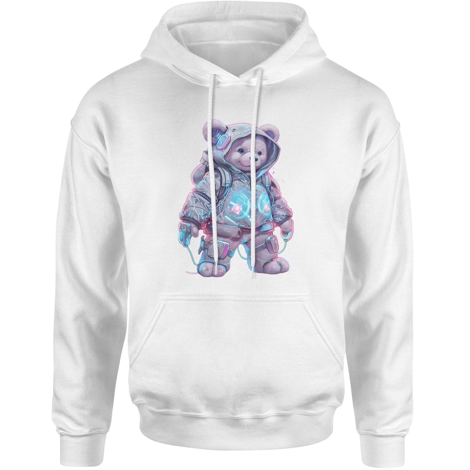 Cyberpunk Adventure Urban Graffiti Bear Adult Hoodie Sweatshirt White