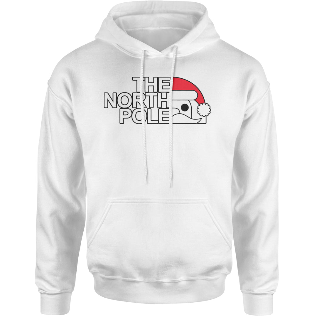 The North Pole Santa Face Adult Hoodie Sweatshirt White