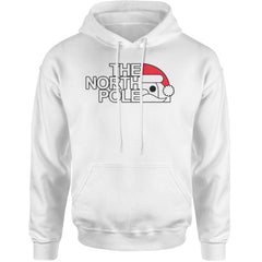 The North Pole Santa Face Adult Hoodie Sweatshirt White