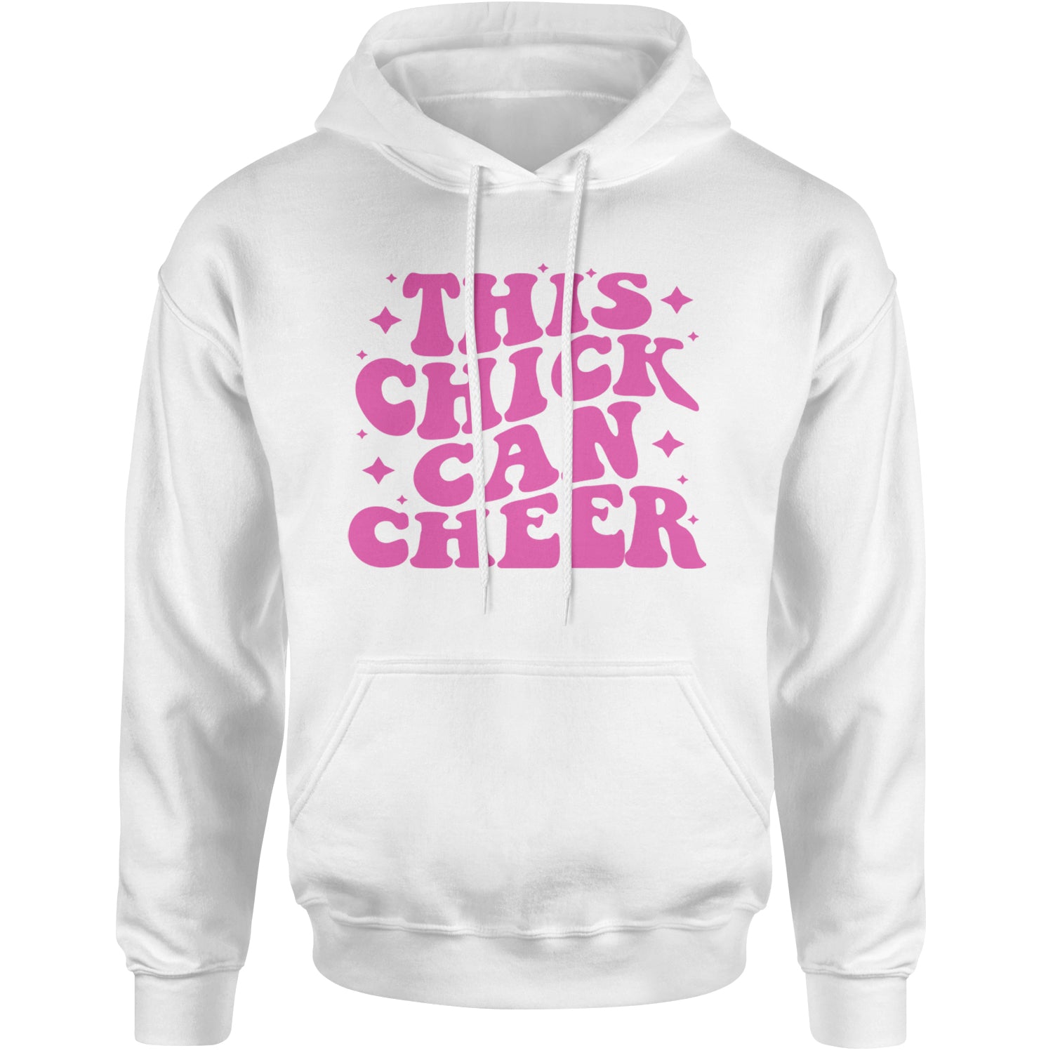 This Chick Can Cheer Adult Hoodie Sweatshirt White