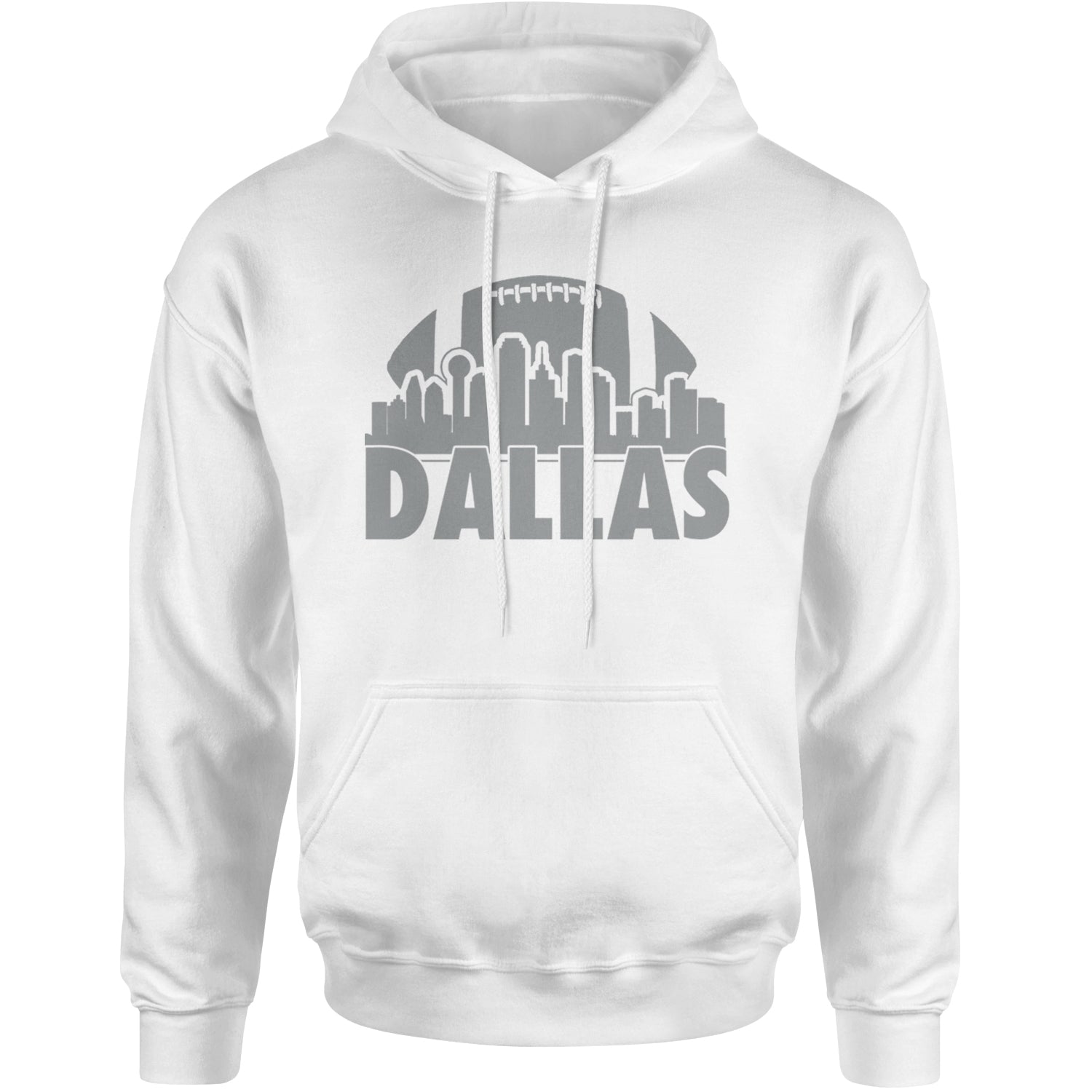 Dallas Texas Skyline Adult Hoodie Sweatshirt White