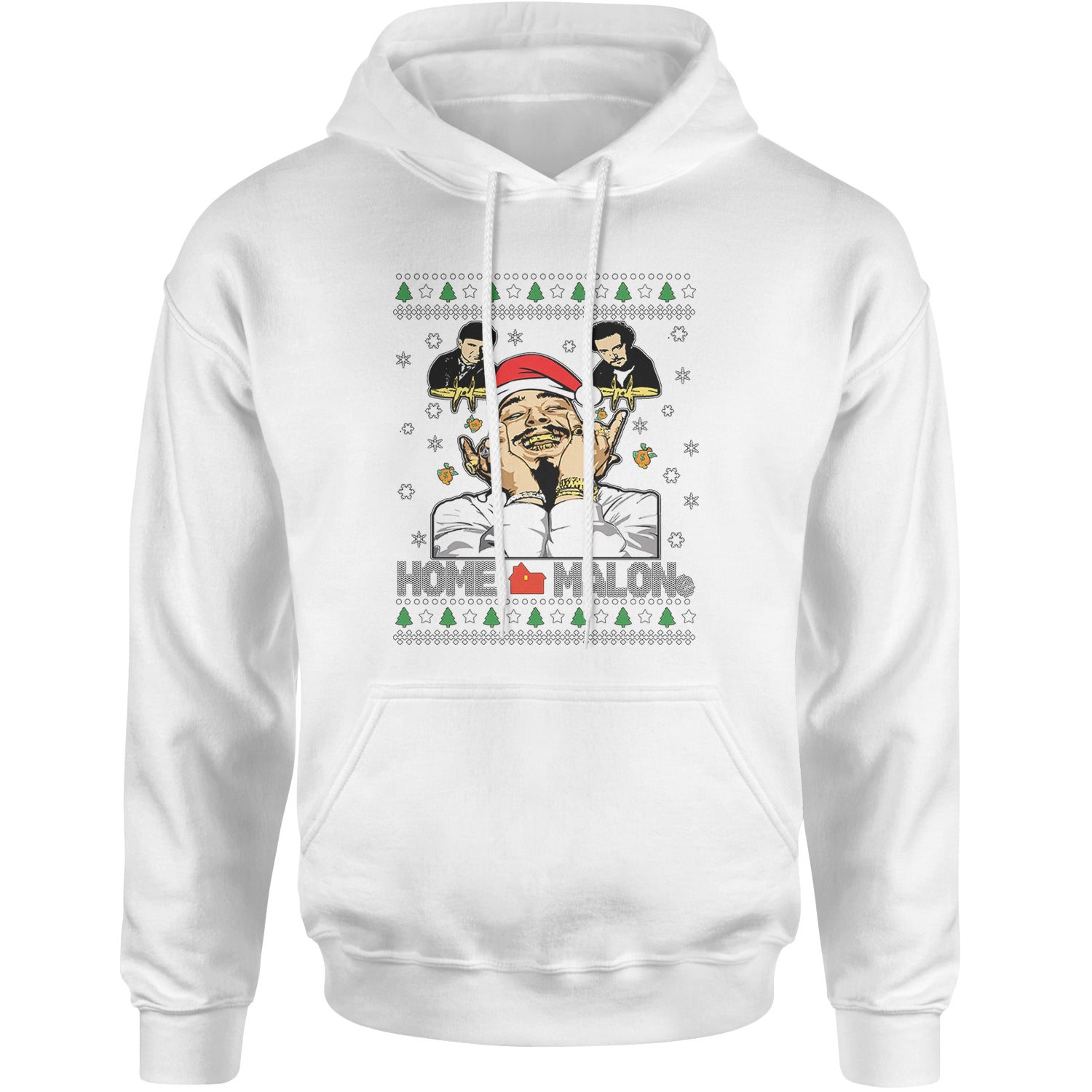 Home Malone Ugly Christmas Adult Hoodie Sweatshirt White