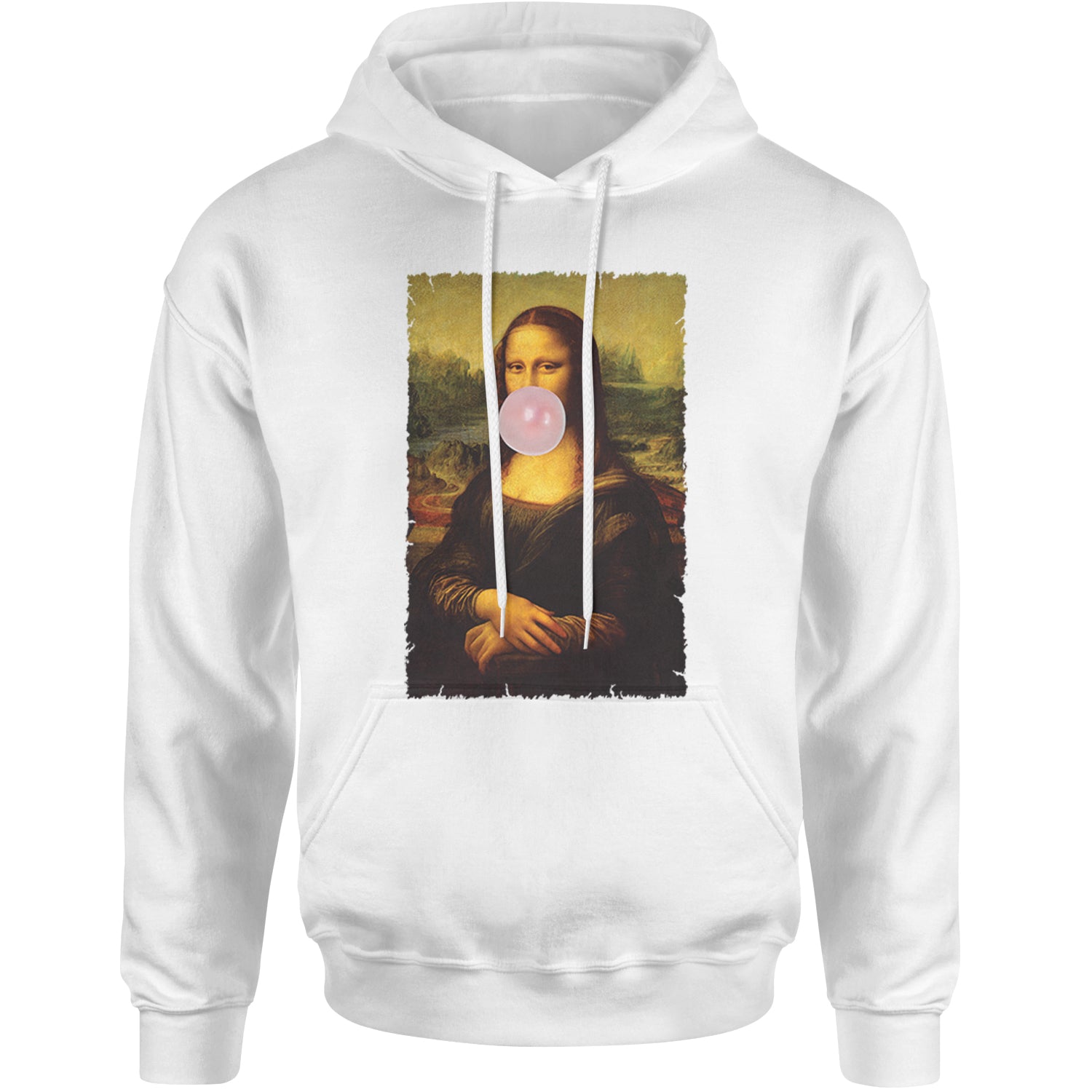 Mona Lisa Smile Pink Bubble Gum Da Vinci Icon Adult Hoodie Sweatshirt White