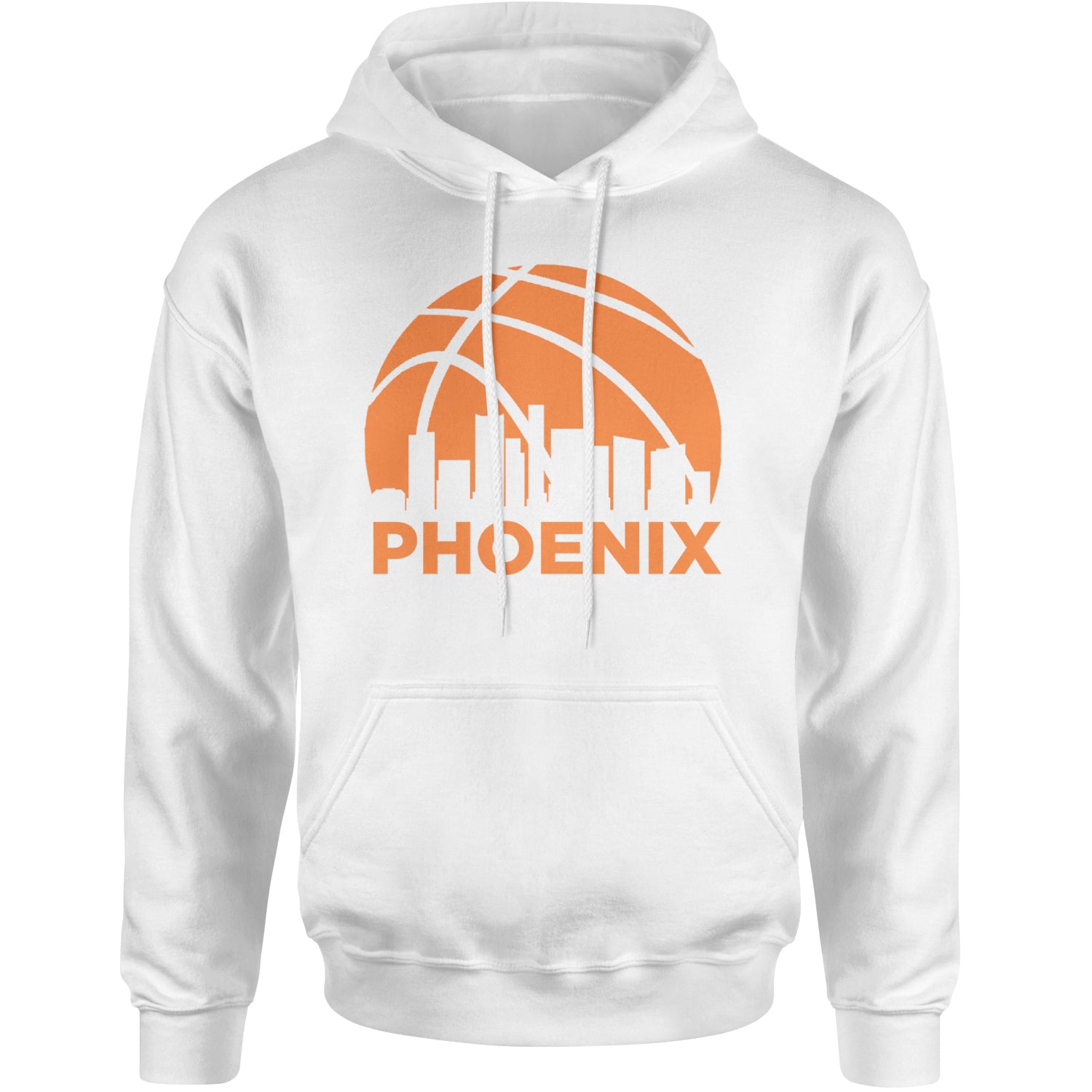 Phoenix Basketball Sunset City Skyline Adult Hoodie Sweatshirt White