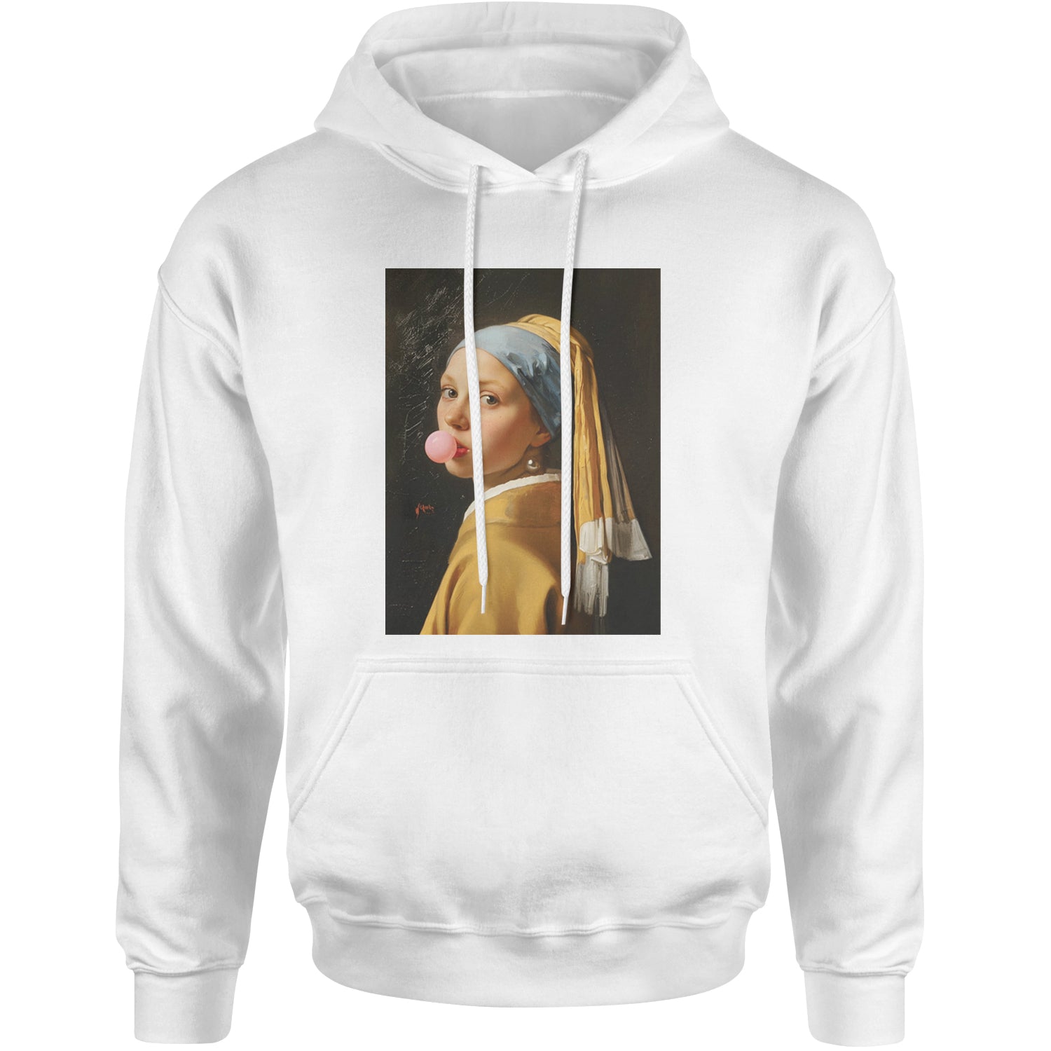 Girl with a Pearl Earring Bubble Gum Contemporary Art Adult Hoodie Sweatshirt White