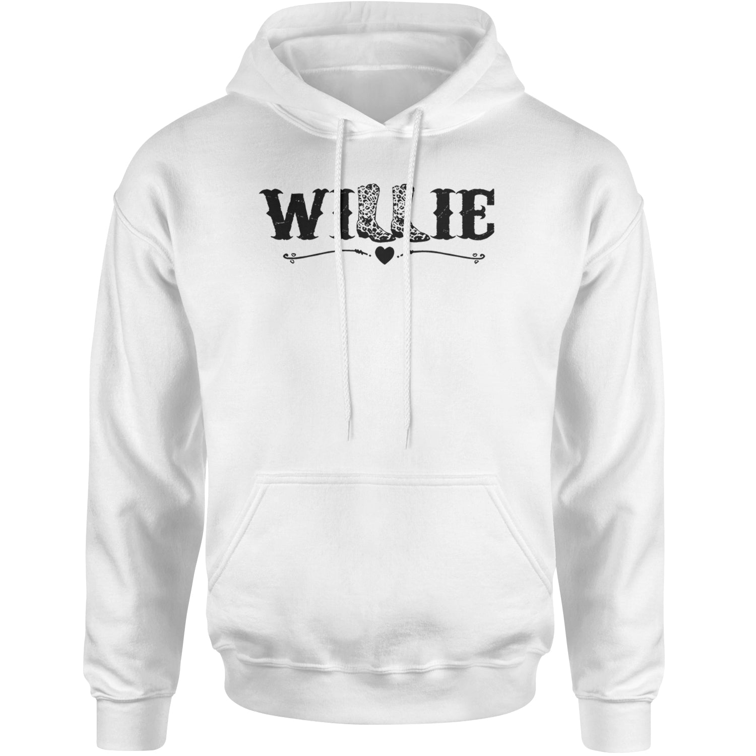 Willie Cowboy Boots Hippy Country Music Adult Hoodie Sweatshirt White