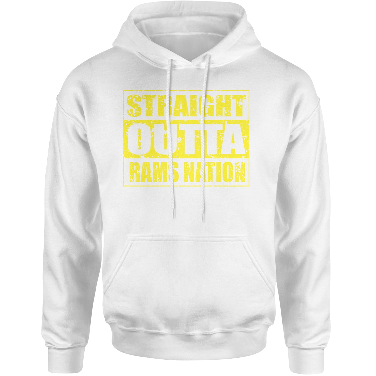 Straight Outta Rams Nation   Adult Hoodie Sweatshirt White