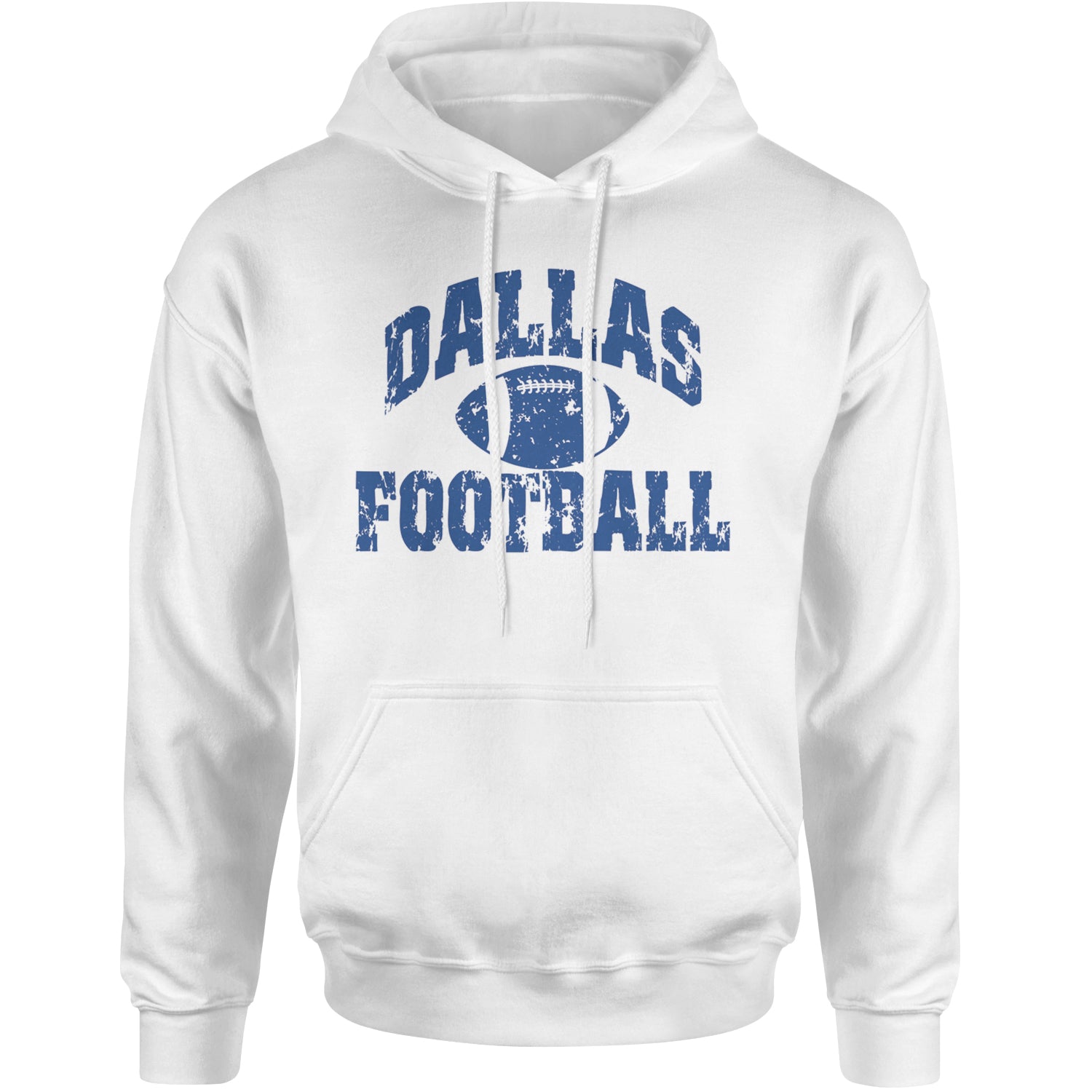 Dallas Distressed Football Adult Hoodie Sweatshirt White