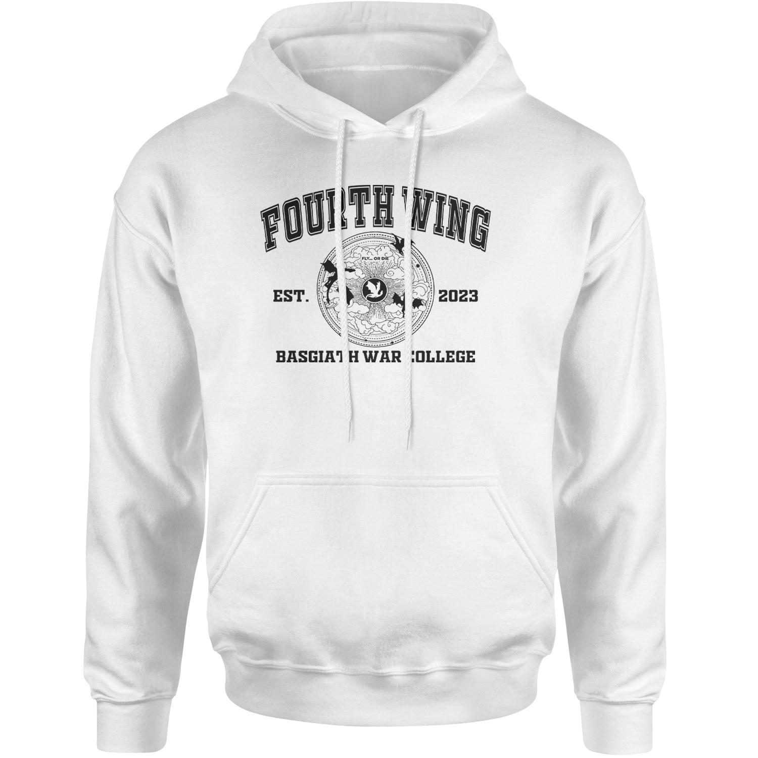 Fourth Wing Basgiath War College Adult Hoodie Sweatshirt White