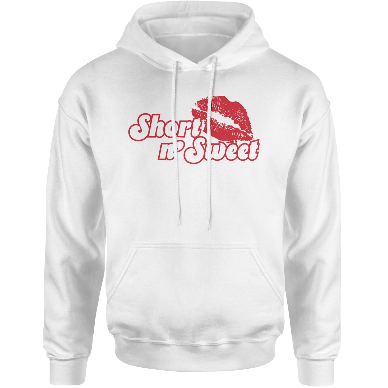 Short N' Sweet Red Lips Adult Hoodie Sweatshirt White