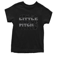 Just A Little Ray of Pitch Black graphic on Kids' Heavyweight Cotton T-Shirt in Black