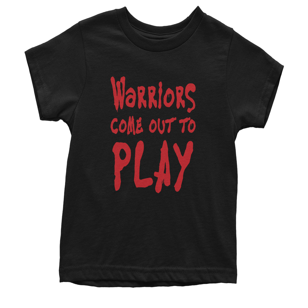 Kids' Heavyweight Cotton T-Shirt with bold "Warriors come out to play" slogan graphic on the front