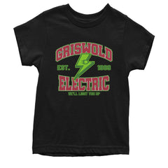 Griswold Electric We'll Light You Up holiday lights parody artwork on a Kids' Heavyweight Cotton T-Shirt