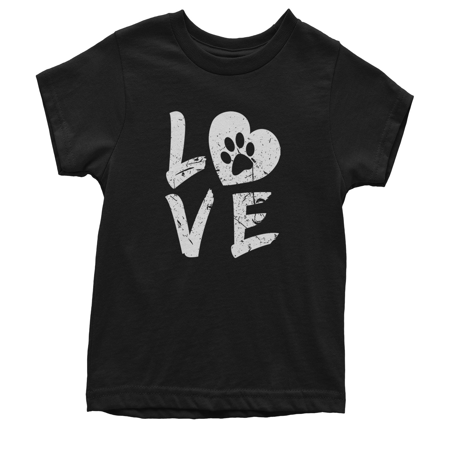 I Love My Dog Paw Print  Youth T-shirt Black