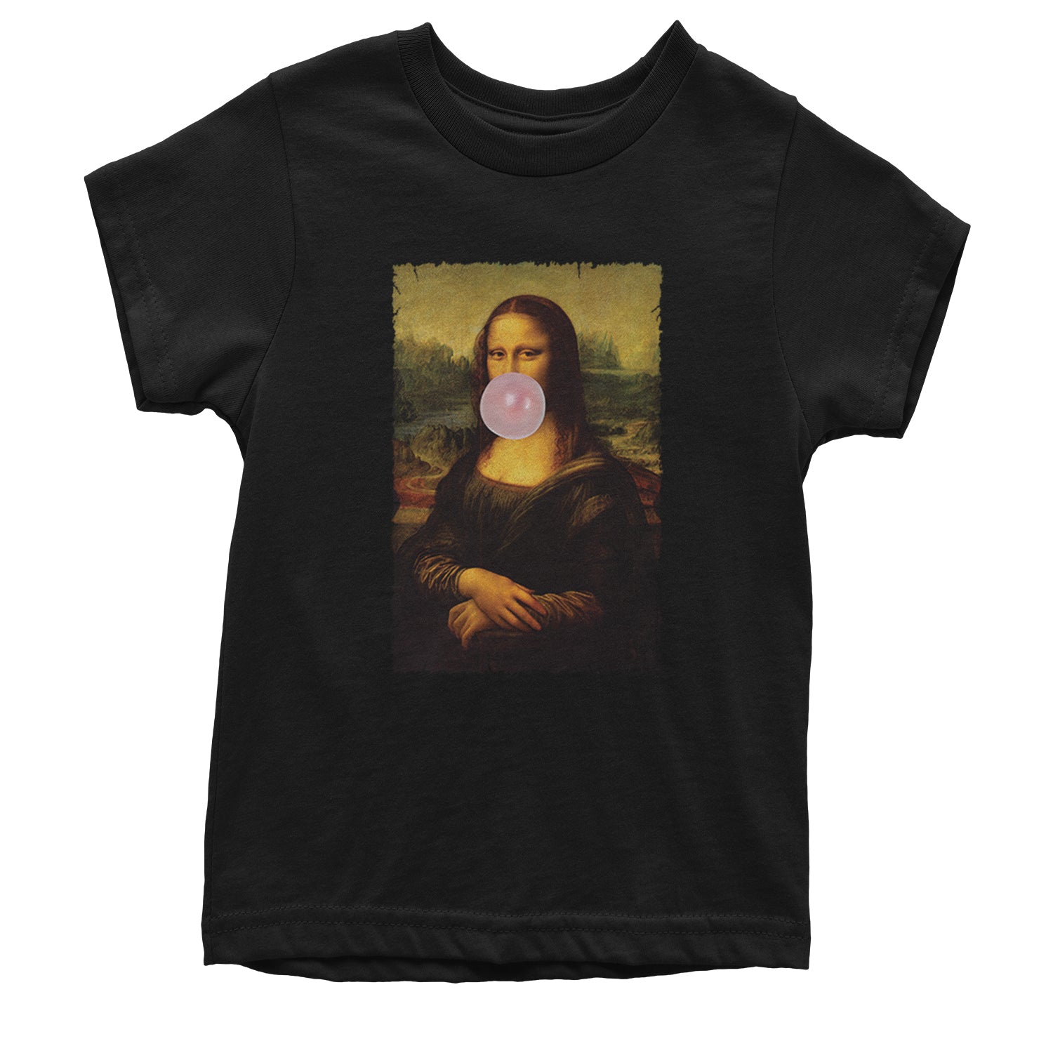 Mona Lisa Smile Pink Bubble Gum Da Vinci Icon Youth T-shirt Black