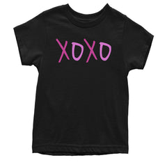 XOXO Pink Print Youth T-shirt Black