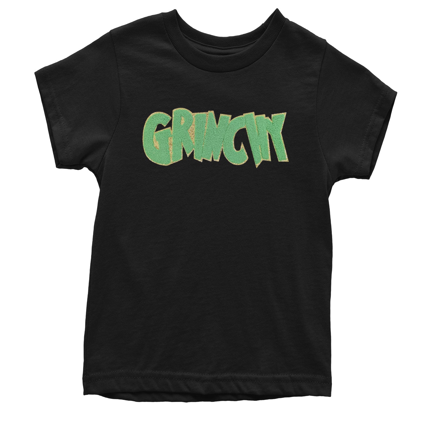 Green Gr-nchy Chenille Patch Youth T-shirt Black