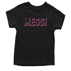 Messi outline Miami futbol graphic on a Kids' Heavyweight Cotton T-Shirt