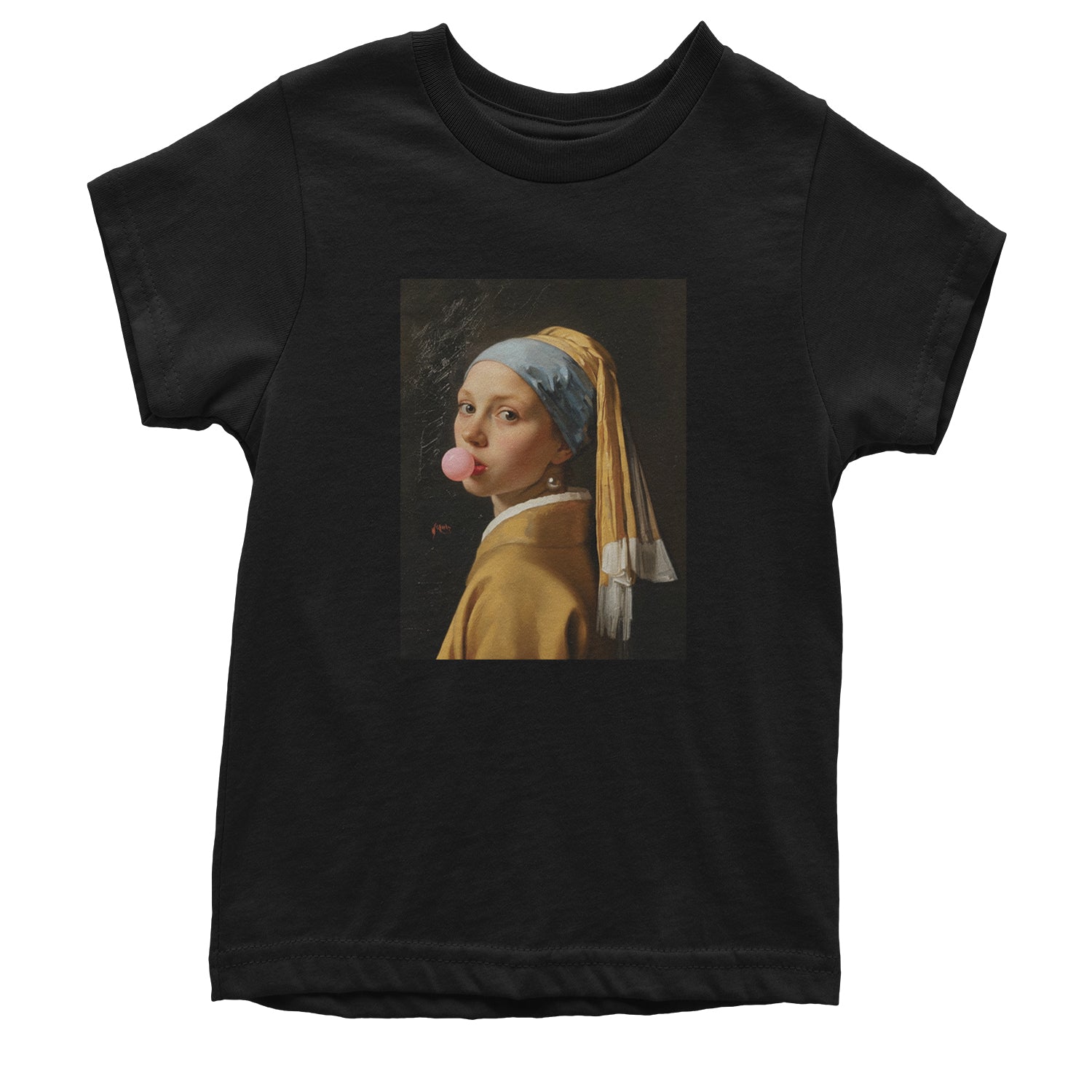 Girl with a Pearl Earring Bubble Gum Contemporary Art Youth T-shirt Light Pink