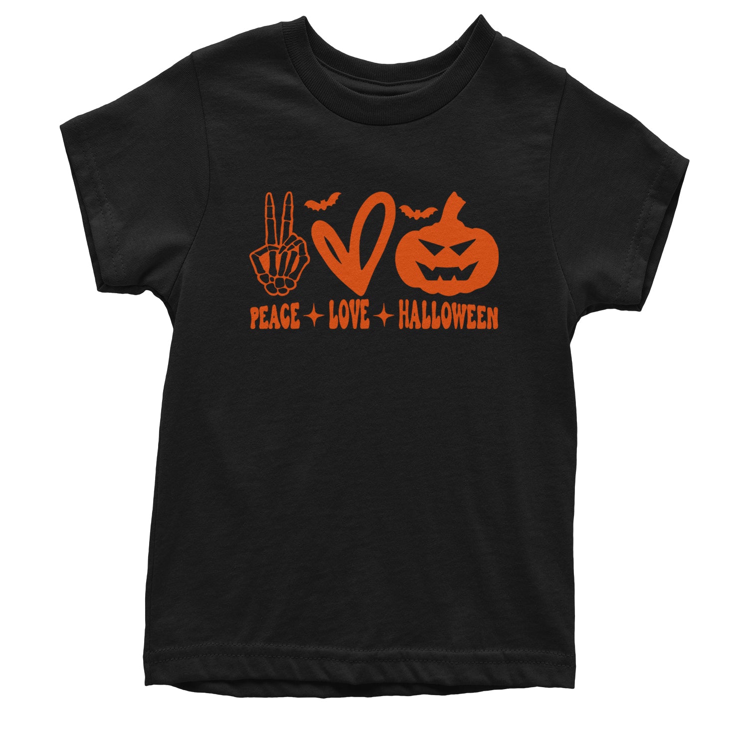 Peace, Love and Halloween Youth T-shirt Black