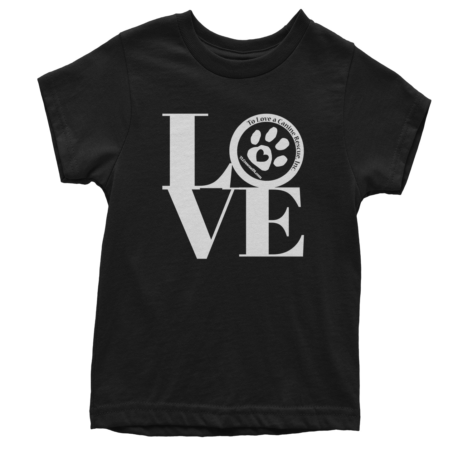 TLC LOVE Dog Rescue Youth T-shirt Black