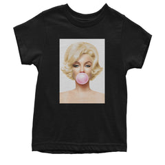 Ms. Monroe Pink Bubble Gum American Icon Youth T-shirt Black