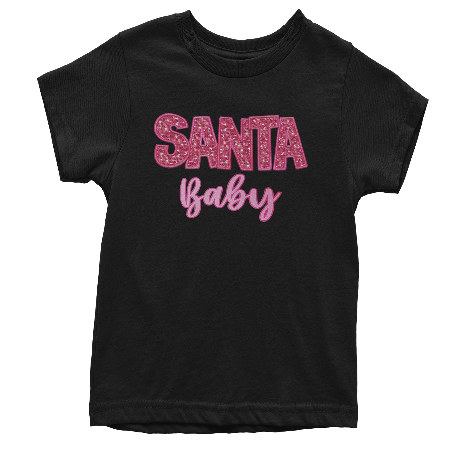 Santa Baby Faux Patch and Sequins Youth T-shirt Maroon