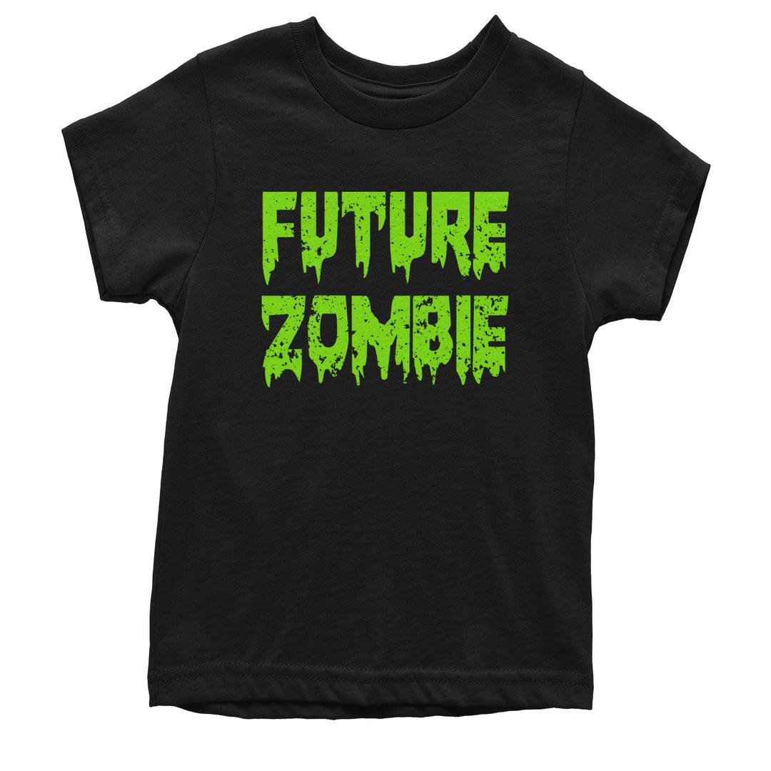 Neon green dripping "FUTURE ZOMBIE" horror wordmark on a Kids' Heavyweight Cotton T-Shirt
