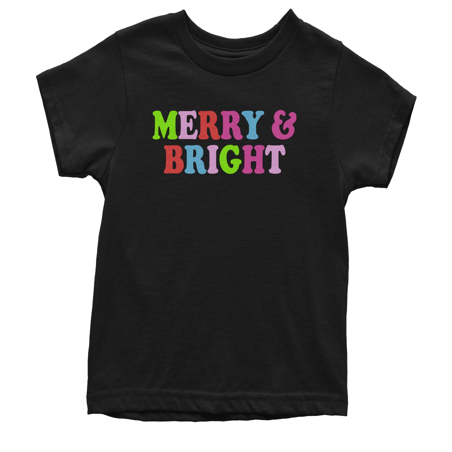 Merry and Bright Festive Christmas Holiday Youth T-shirt Yellow