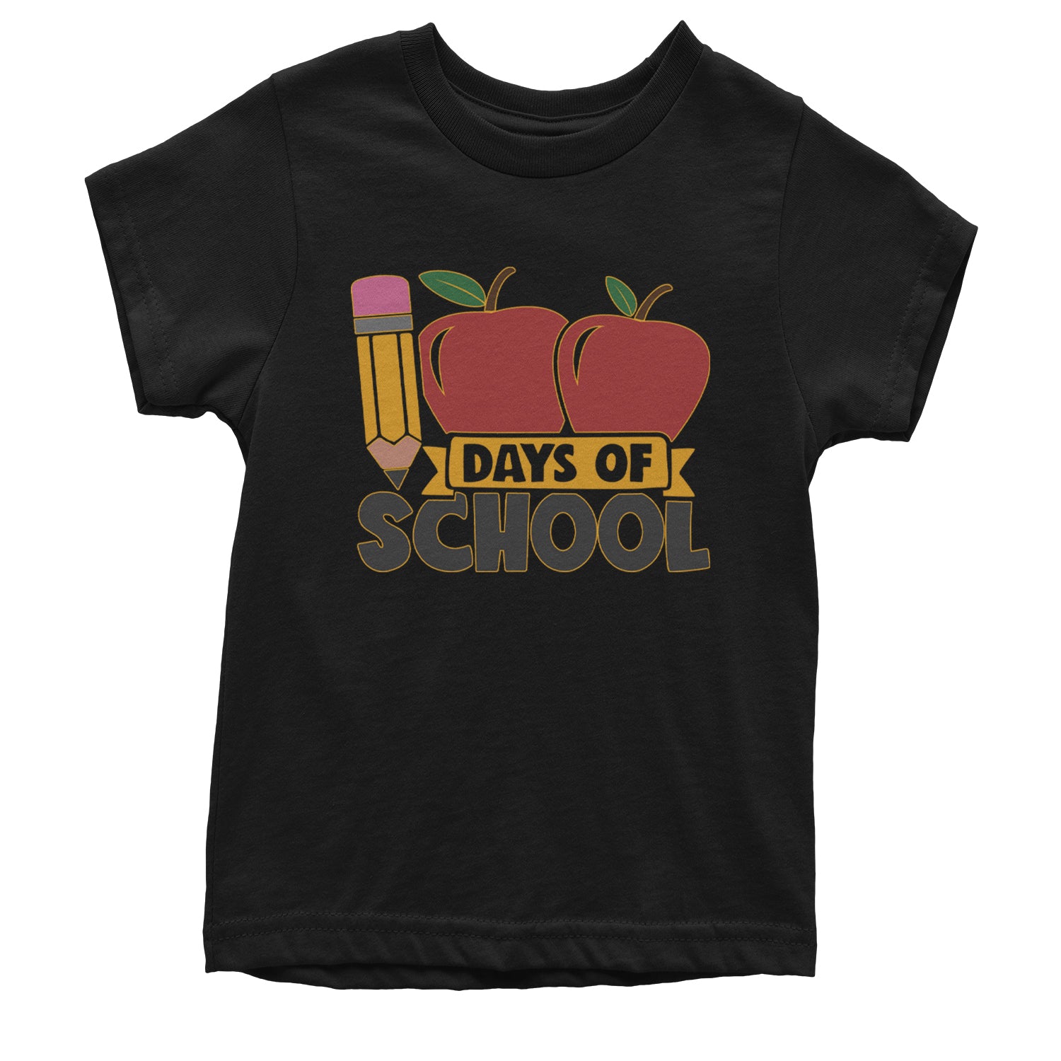 100 Days Of School Apple Pencil Youth T-shirt Black