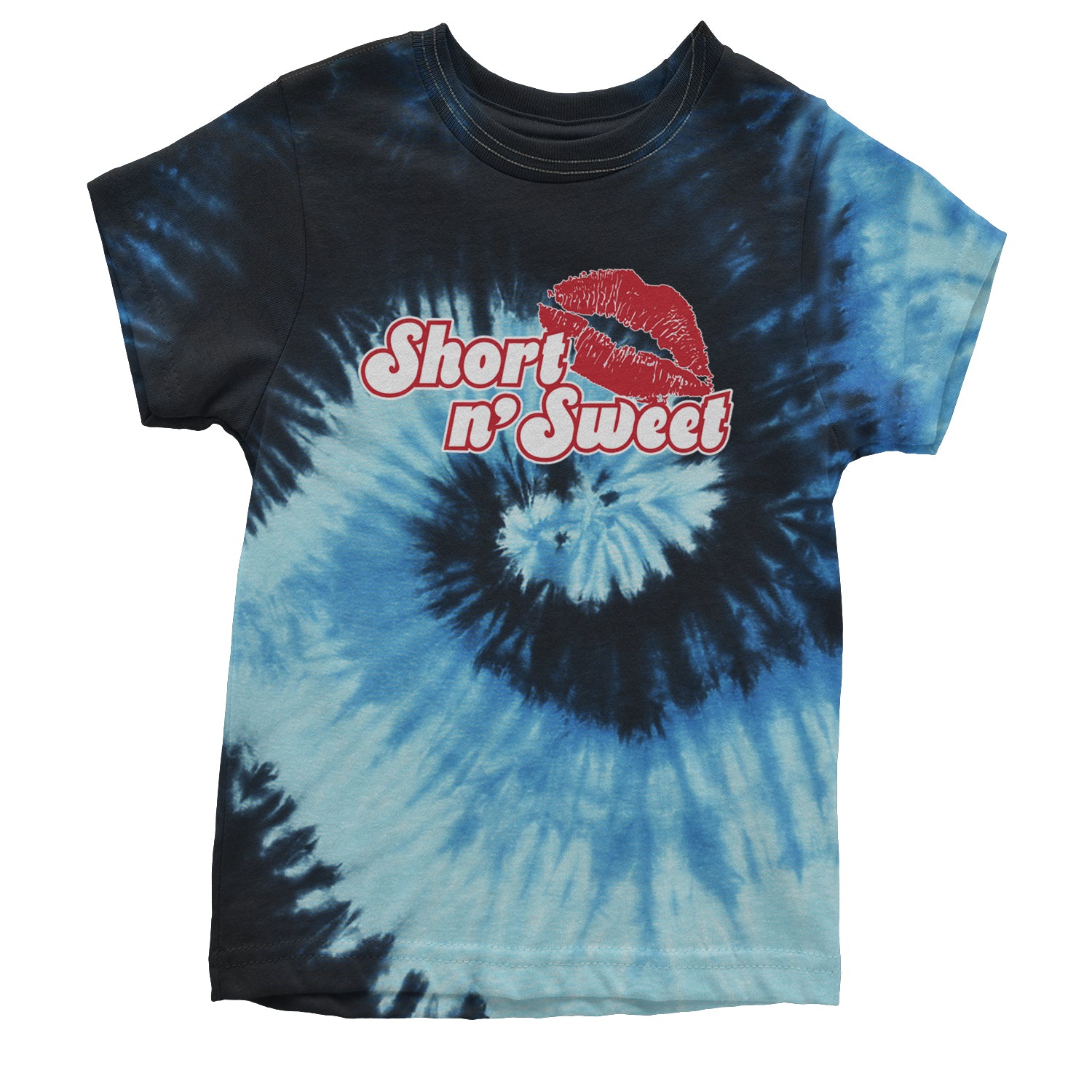 Short N' Sweet Red Lips Youth T-shirt Tie-Dye Blue Ocean