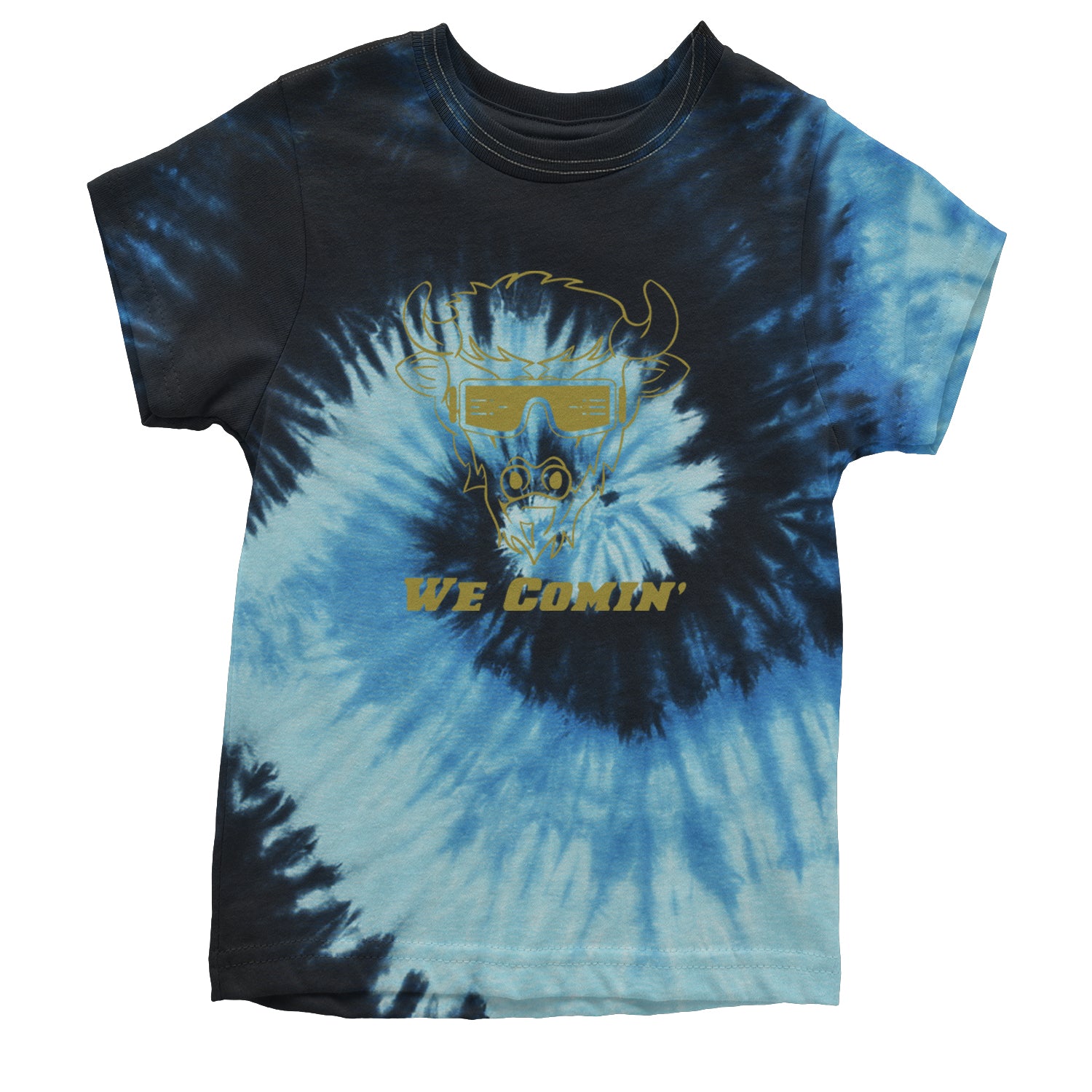 We Coming Coach Prime Colorado Youth T-shirt Tie-Dye Blue Ocean