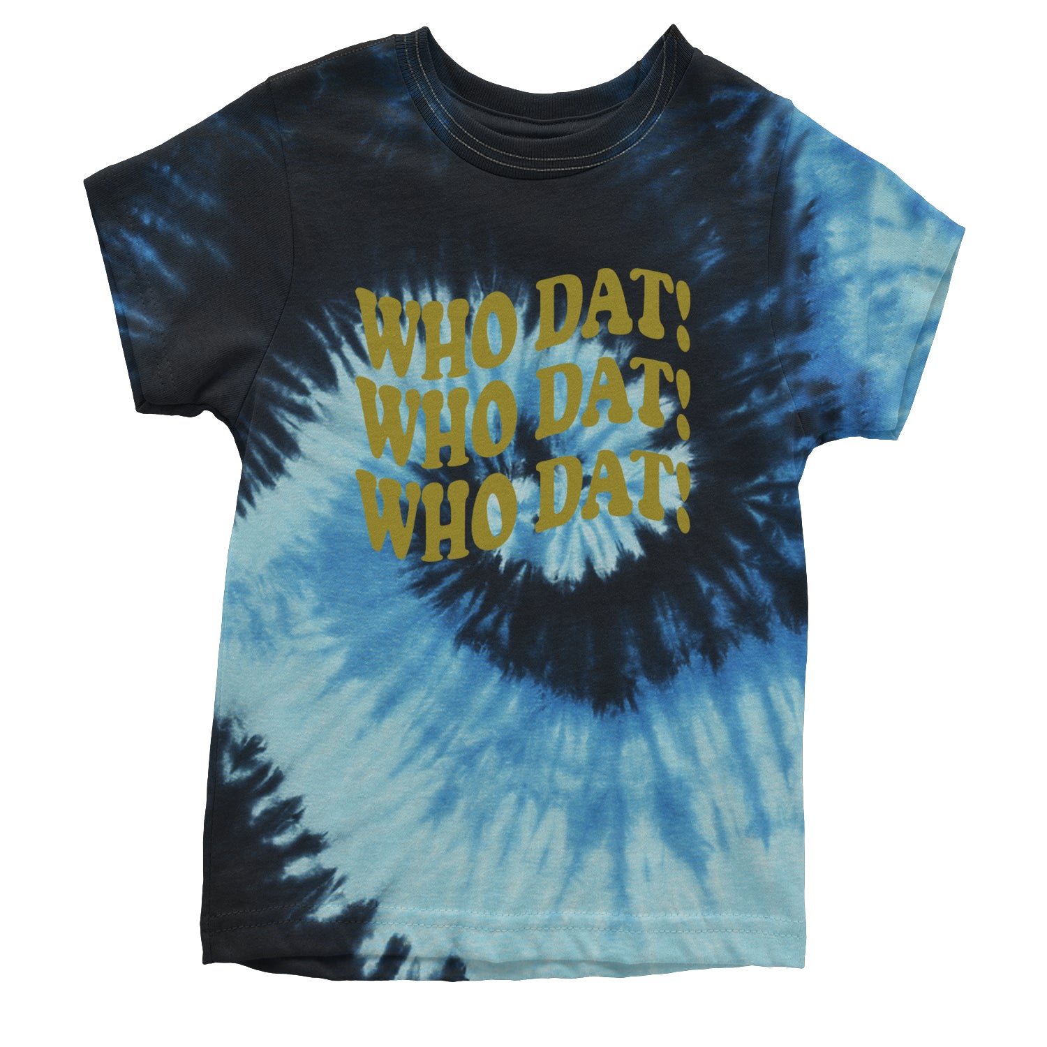 Who Dat Wavy Design Who Dat Nation Youth T-shirt Tie-Dye Blue Ocean