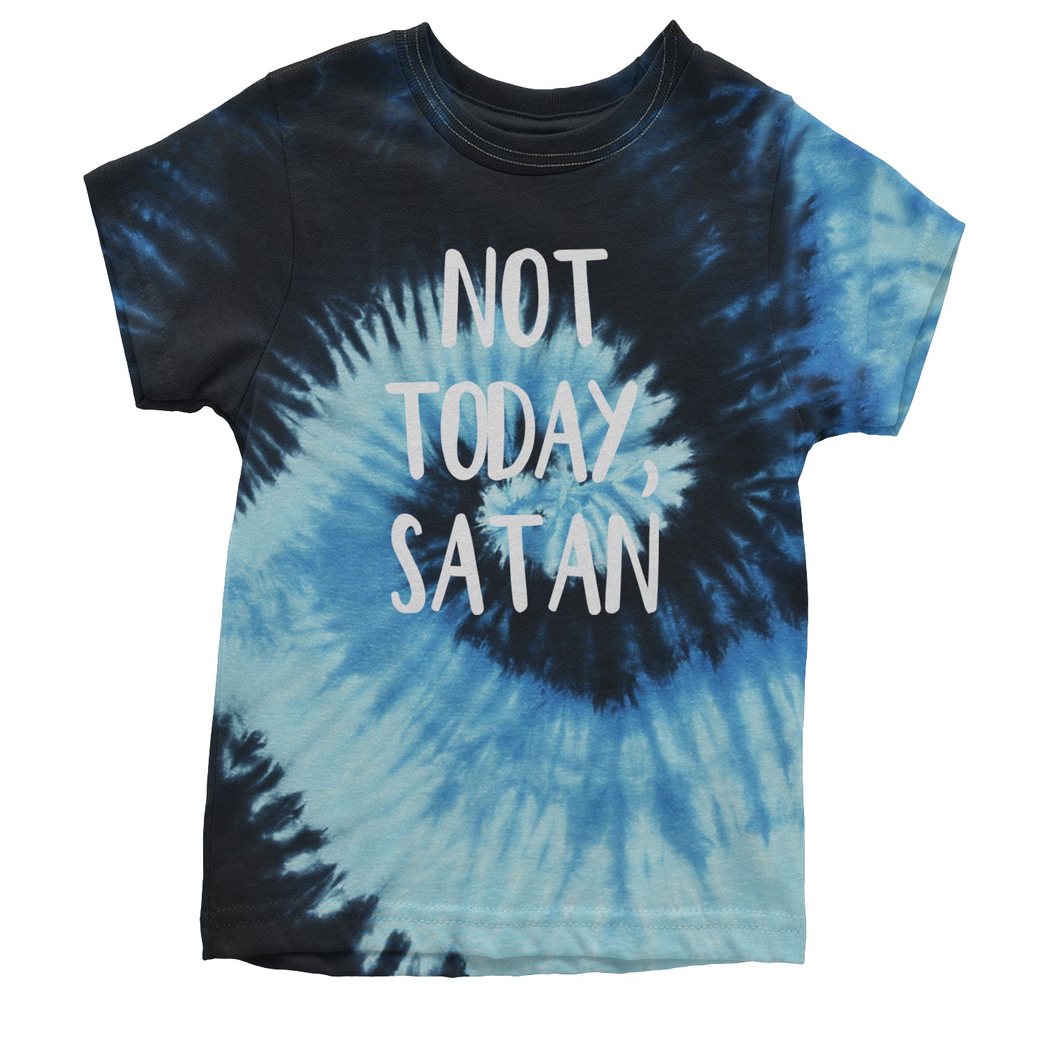 Not Today, Satan Jesus Already Won Youth T-shirt Tie-Dye Blue Ocean