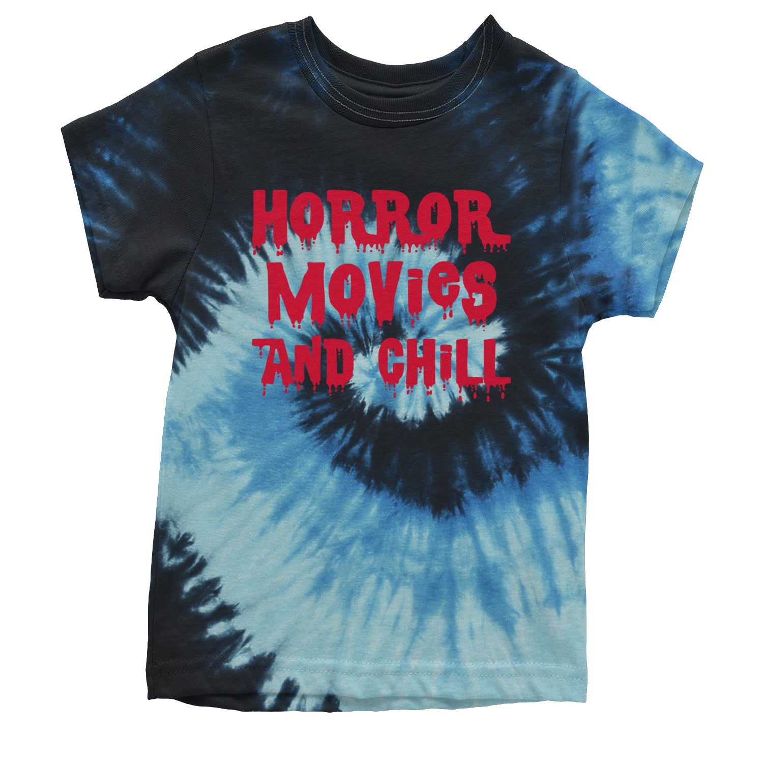 Horror Movies and Chill Youth T-shirt Tie-Dye Blue Ocean