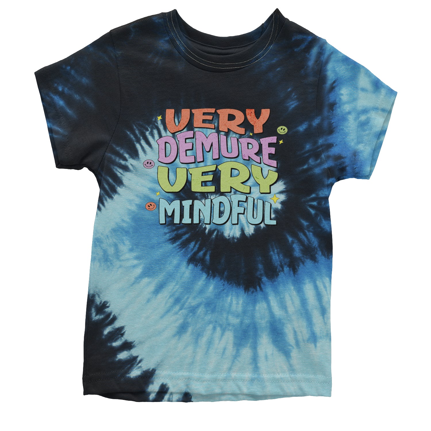 Very Demure, Very Mindful Youth T-shirt Tie-Dye Blue Ocean