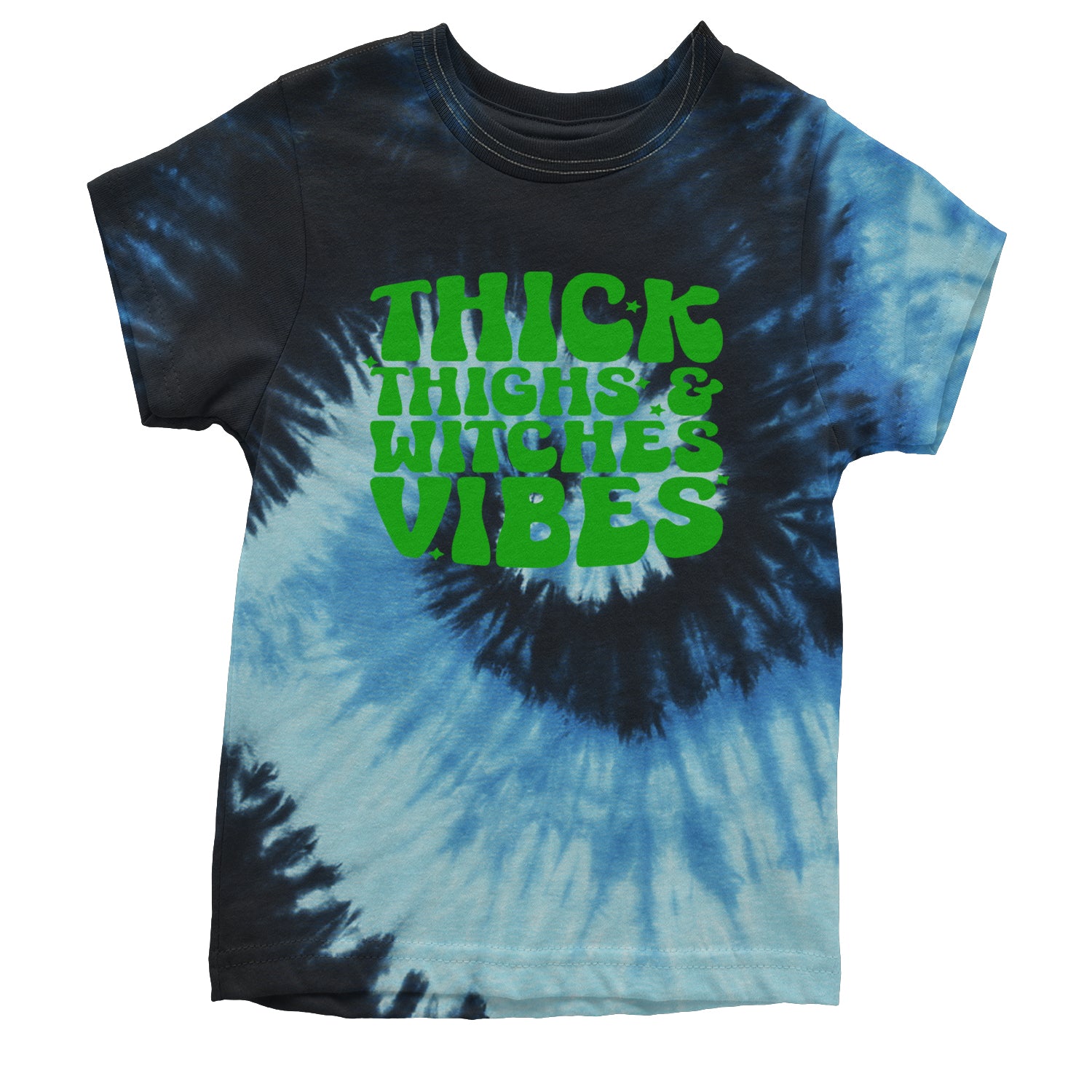 Thick Thighs And Witches Vibes Youth T-shirt Tie-Dye Blue Ocean